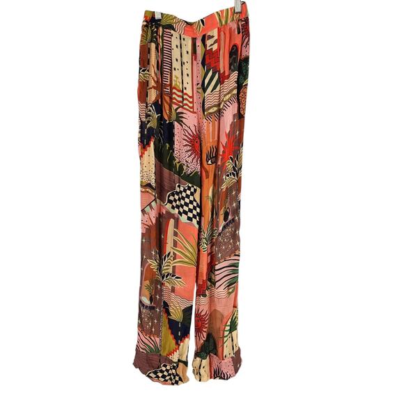 Farm Rio Mystic City Pajama Pants Multicolor Relaxed Fit Wide Leg Pull On Sz XS - Picture 2 of 8